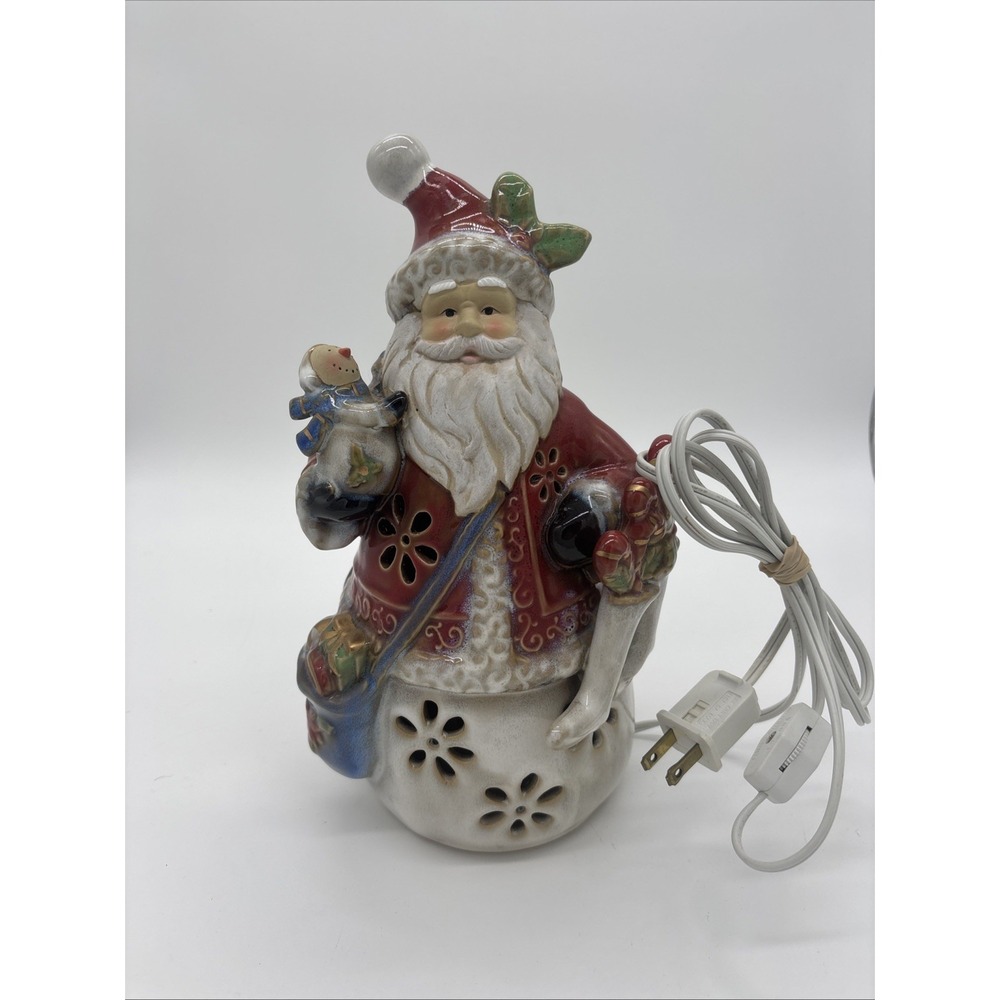 Vintage  Light Up Santa Claus Figurine 11‎ Inches Tall . Tested And Working